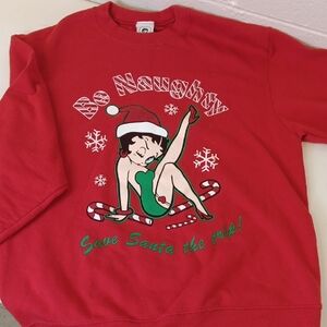 Festive Red Sweatshirt with Betty Boop Cartoon Design
